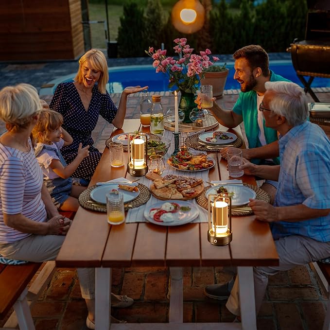 Portable Metal Table Lamp,Cordless Table Lamp, Rechargeable Battery Powered Portable LED Desk Lamp, 3 Color Stepless Dimming Touch, for Bedroom Restaurant Home Outdoor (Silver)