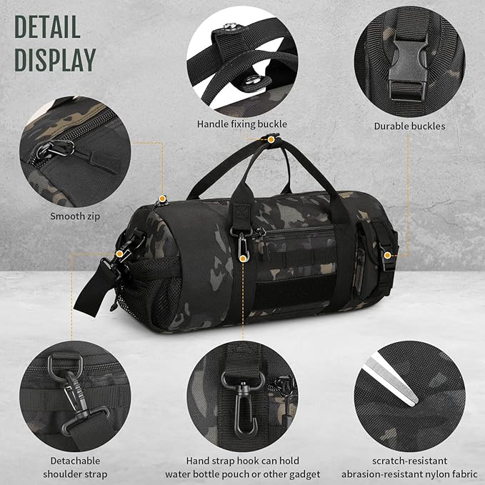 Huntvp Tactical Duffle MOLLE Handbag Gear Military Travel Carry On Shoulder Bag Small Valise