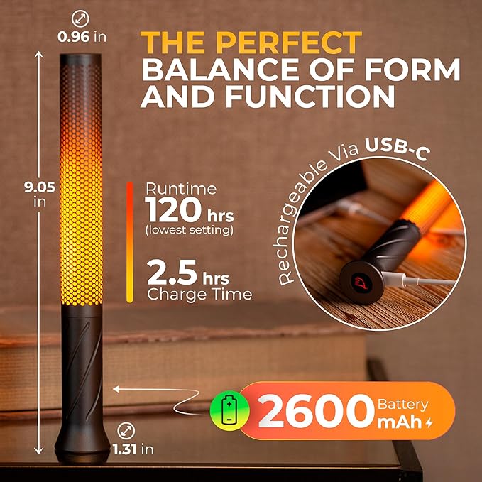 LED Candle Light, Cordless Table Lamps, Bedside Lamps w/2 Modes, Rechargeable Candlestick, Modern Table Lamp w/2600 mAh Battery, Small Table lamp, nightstand lamp, Bedroom lamp
