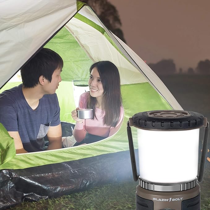 Blazin Bolt Rugged USB Rechargeable Lantern | 600 Lumen | 500 Hours of Light | Giant 12000mAh Power Bank | 6 Modes | Camping, Emergency, Power Outage, Storm, Blizzard, Hurricane Survival
