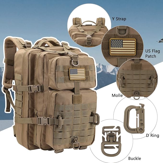 MOLLE Assault Pack, Tactical Backpack Military Army Camping Rucksack, 3-Day Pack