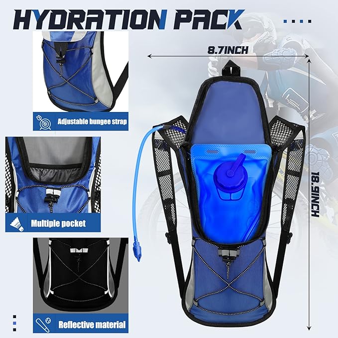 2 Pack Hydration Backpack Pack with 2L Water Bladder, Hiking Backpack with Hydration Bladder Water Rucksack Backpack Bladder Bag Cycling Bicycle Bike/Hiking Climbing Pouch