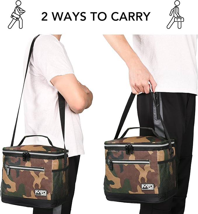 Tirrinia Insulated Lunch Box for Men/Women, Leakproof Thermal Lunch Bag for Office Picnic Work Beach Camping,Reusable Lunch Cooler Tote for Adult, Camo