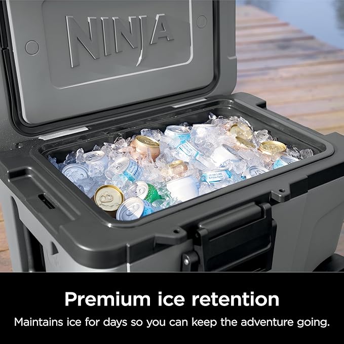 Ninja | Cooler | FrostVault 45QT Cooler with Wheels | Insulated with Temp Dry Storage Drawer | Keeps Ice Cold for Days | for The Beach, Camping, Picnics & More | Slate Gray | FB245GY