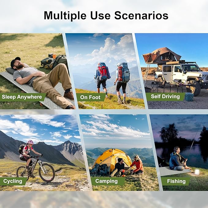 YIKI Closed Cell Foam Sleeping Pad for Camping, 72.8x22 inch, Ultralight Foldable Foam Sleeping Mat with Heat Reflective Layer, Waterproof Backpacking Pad for Hiking, Tent, Outdoor Use