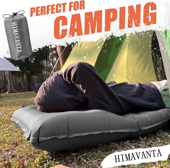 Sleeping Pad, Ultralight Thicken Inflatable Sleeping Pad for Camping, Camping Pad with Carry Bag, Built-in Pillow and Pump (Grey)
