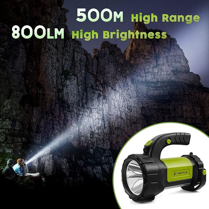 Camping Lantern Rechargeable, AlpsWolf LED Flashlight Spotlight Lantern with 800LM, 3600 Capacity Battery Powered, Portable Bright Camping Light for Emergency, Outdoor Hiking, Power Outages