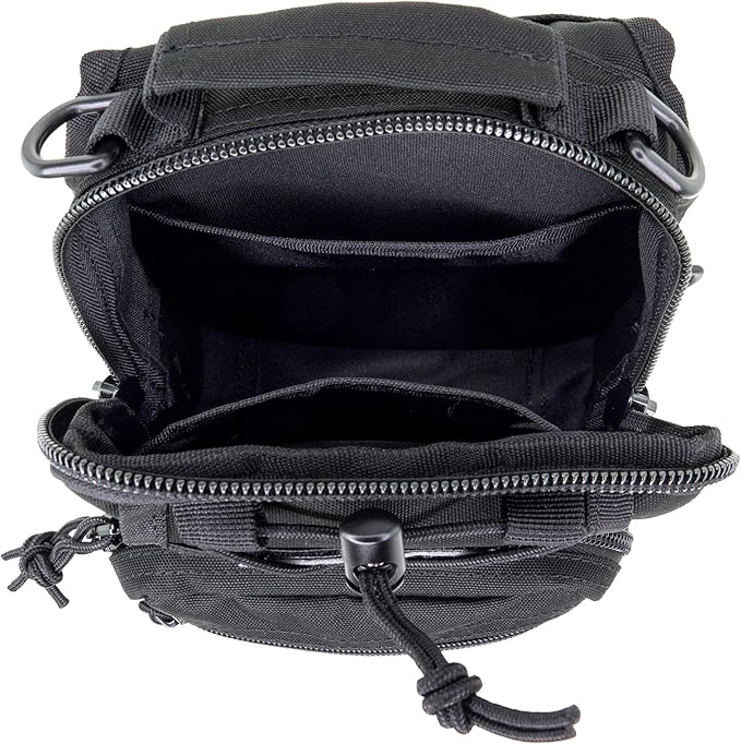 LINE2design First Aid Sling Backpack - EMS Equipment Emergency Medical Supplies Tactical Range Shoulder Molle Bag - Heavy Duty Sports Outdoor Rescue Pack - Perfect for Camping Hiking Trekking - Black