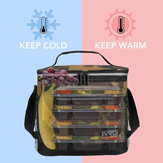 Tirrinia Large Insulated Lunch Box for Men/Women, Leakproof Thermal Lunch Bag for Office Picnic Work Beach Camping,Reusable Lunch Cooler Tote for Adult, Camo