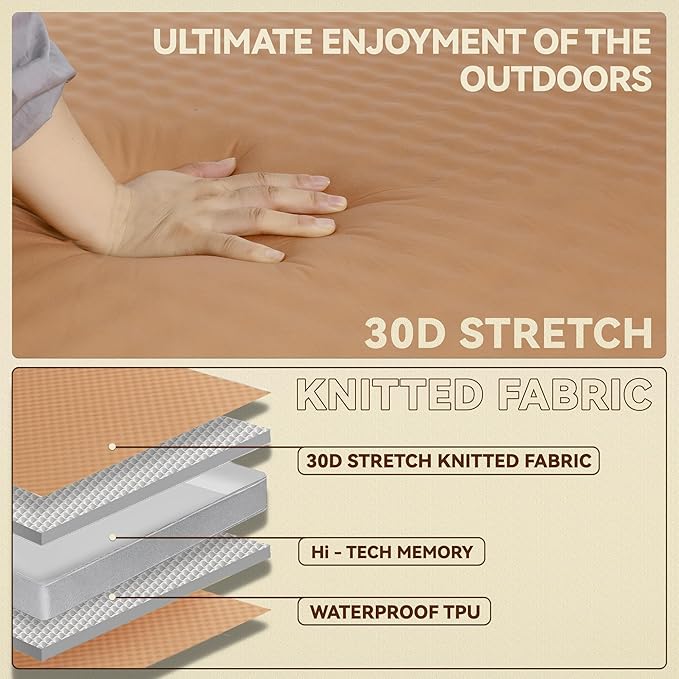 UPWELL Self Inflating Sleeping Pad 4.5" Thickness Camping Mattress with Solid Foam Single Sleeping Mat Portable Fast Inflation for Outdoor Mat Portable Roll Up Bed Brown
