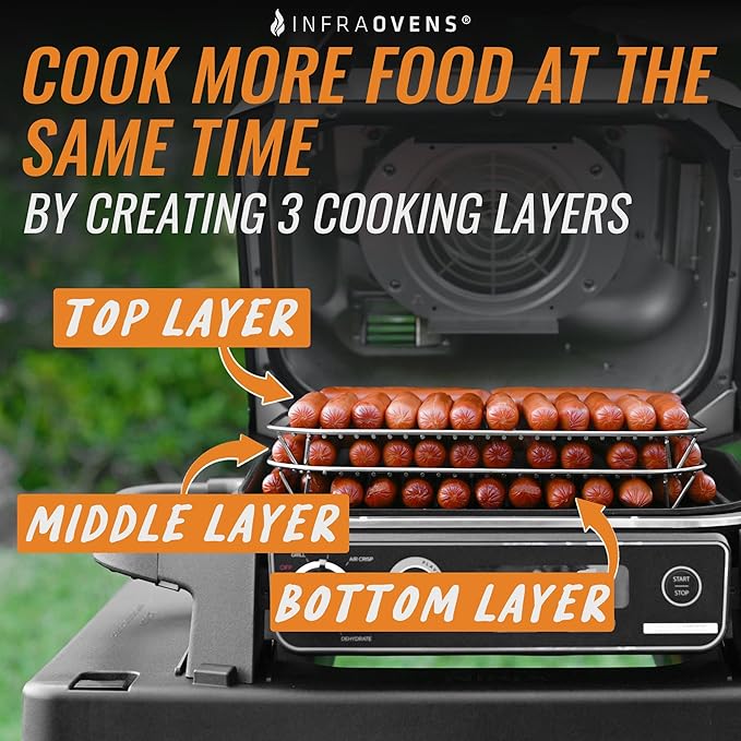 INFRAOVENS Stainless Steel Rack Set for Ninja Woodfire Outdoor Grill Pro XL, Pro Connect XL, OG850 OG951 with Waterproof Cooking Guide Accessory Wood Fire Electric Air Fryer Accessories