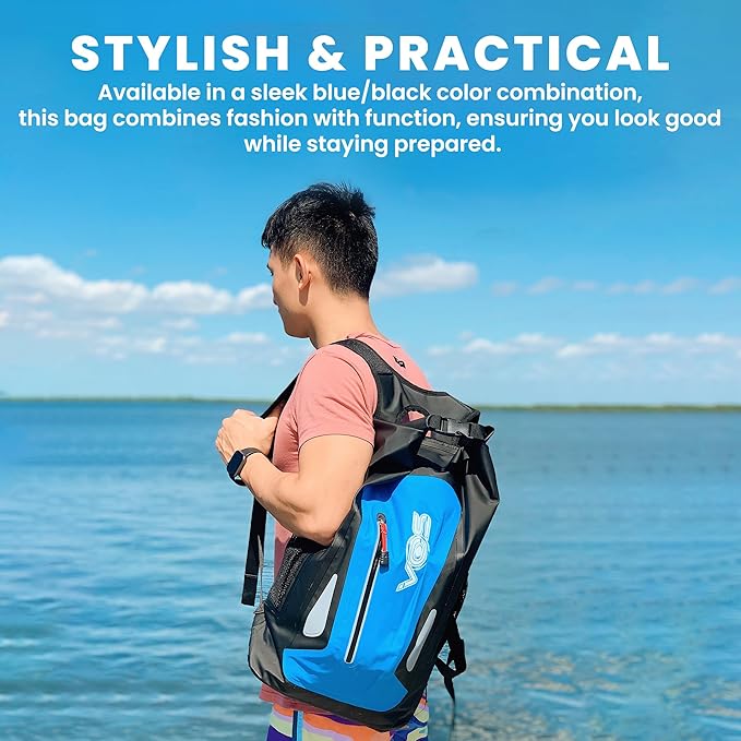 VOS Waterproof Premium Dry Bag | All-purpose Lightweight Dry Storage Backpack for Travel, Swimming, Boating, Kayaking, Camping, Beach (Blue/Black)
