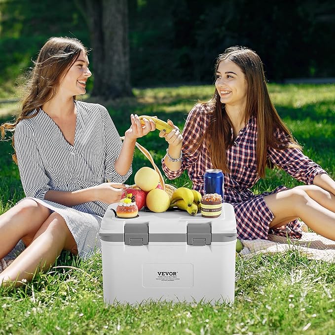 VEVOR Portable Cooler,Hard Cooler with Ice Retention, Heavy-Duty Handles and Strap, Lightweight Rigid Material Insulated Portable Cooler, Suitable for Family Picnics and Short Trips