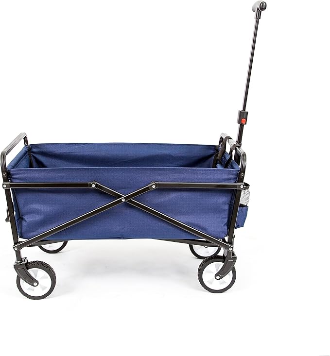 MACSPORTS Lightweight Collapsible Folding Outdoor Utility Wagon, Weight Capacity 150 LBS, Navy