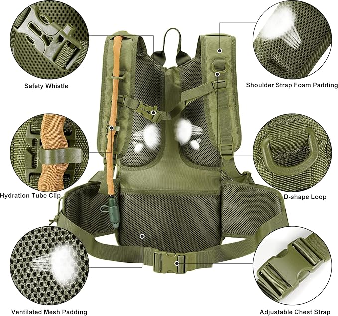 Tactical Hydration Pack Lightweight Insulation Water Backpack Molle Hydration Backpack for Hiking, Running, Cycling, Climbing, Hunting, Fishing