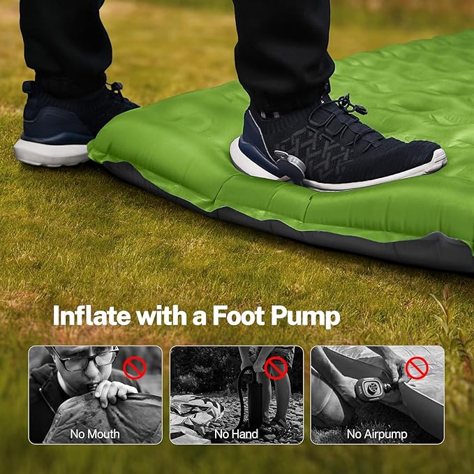OGERY Sleeping Pad for Camping, 6" Extra-Thick Reinforced Camping Sleeping Pad with Pillows & Built-in Foot Pump, Ultralight Self Inflating Air Mattress Mat for Tent Hiking Essentials Gear