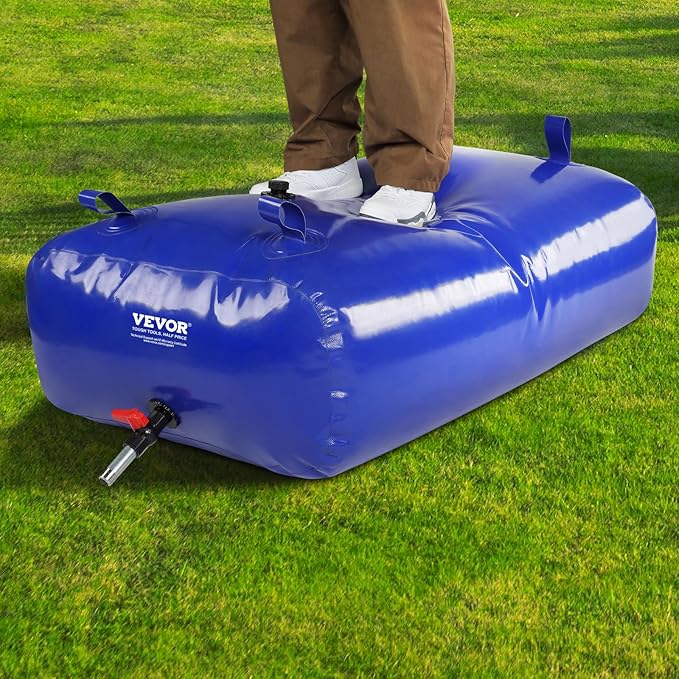 VEVOR 330L/87.17 Gallon Water Storage Bladder, RV Water Tank, 1000D Blue PVC Collapsible Water Storage Containers, Large Capacity Soft Water Bag, Portable Water Bladder, for Garden Irrigation, Camping