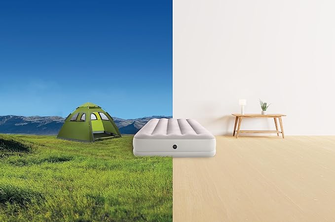 Intex 64177E Dura-Beam Standard Prestige Mid-Rise Air Mattress: Fiber-Tech – Twin Size – Quickfill USB Air Pump