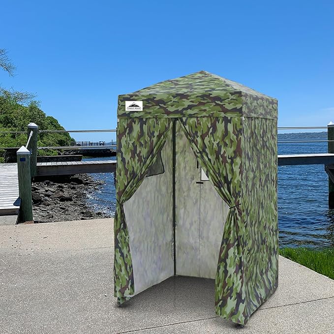 EAGLE PEAK Flex Ultra Compact 4x4 Pop-up Canopy, Sun Shelter, Changing Room, Portable Privacy Canopy Cabana for Pool, Fashion Photoshoots, or Camping, 4x4 ft, Camo