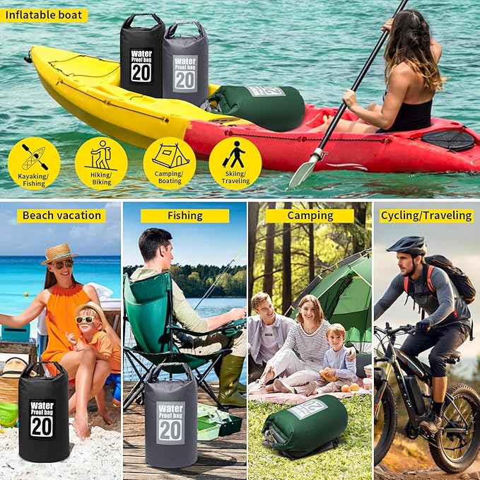 Waterproof Dry Bag, 20L Roll Top Dry Bag Backpack, 500D PVC IPX8 Floating Dry Bag for Hiking, Kayaking, Camping