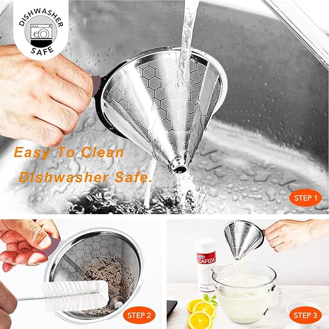 Pour Over Coffee Dripper 1-4 Cup 800 Mesh Inner Mesh Reusable Pour Over Filter Stainless Steel Coffee Strainer for Travel Coffee Dripper Easy to Clean Paperless Pour Over Coffee Maker