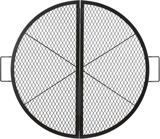 VEVOR X-Marks Fire Pit Grill Grate, Foldable Round Cooking Grate, Heavy Duty Steel Campfire BBQ Grill Grid with Handle and Support X Wire, Portable Camping Cookware for Outside Party, 36 Inch Black