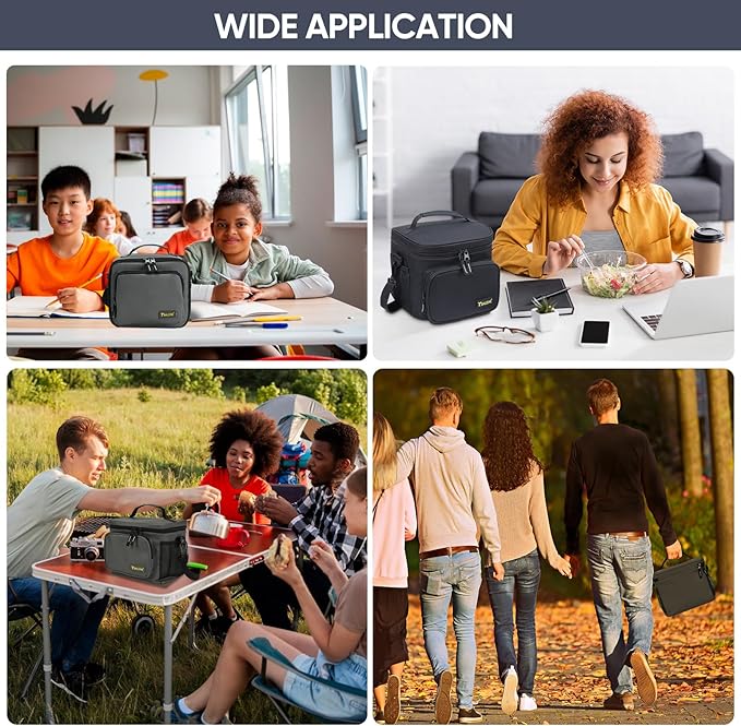 BALEINE Insulated Lunch Bag for Men Women, 22 Can Leakproof Cooler Bag with Adjustable Shoulder Strap for Work Picnic, Lunch Box for Women Men (Large, Black)