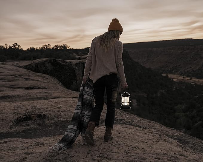 Barebones Forest Lantern – Antique Bronze, Vintage Rechargeable LED Lantern with Adjustable Brightness – Battery Operated Camping Light for Outdoor Adventures, Backyard Gatherings, and Emergency Use