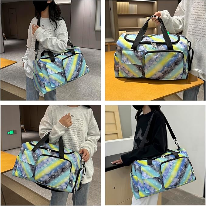 Small Gym Bag for Women, Travel Duffle Bag Carry On Weekender Bag with Shoe Compartment