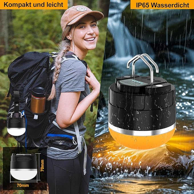 LED Camping Lights Rechargeable - Outdoor Portable Tent Light with 4000mAh Battery, 12 Light Modes, RGB Camping Lantern with Magnet Base, IP65 Waterproof Camping Lights for Tent, Hiking, Power Outages