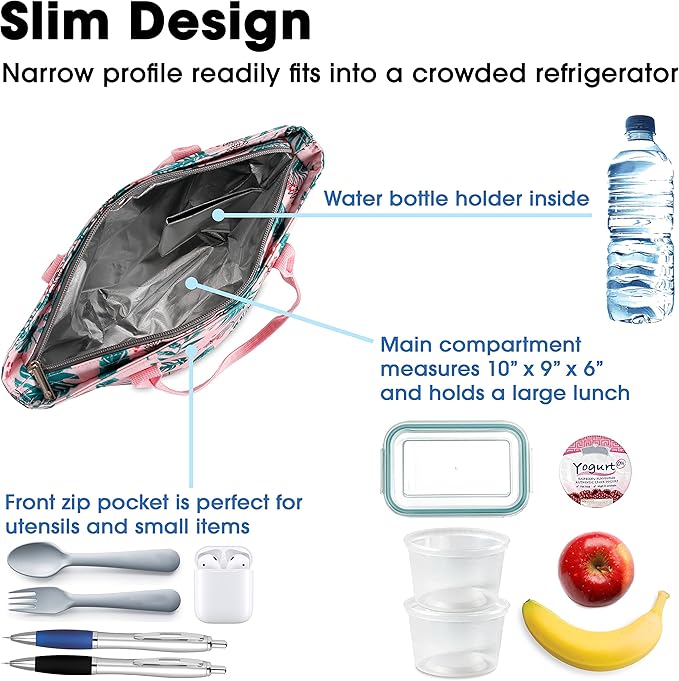 J World New York Lola Tote Bag Insulated Lunch-Box for Women, Palm Leaves, One Size