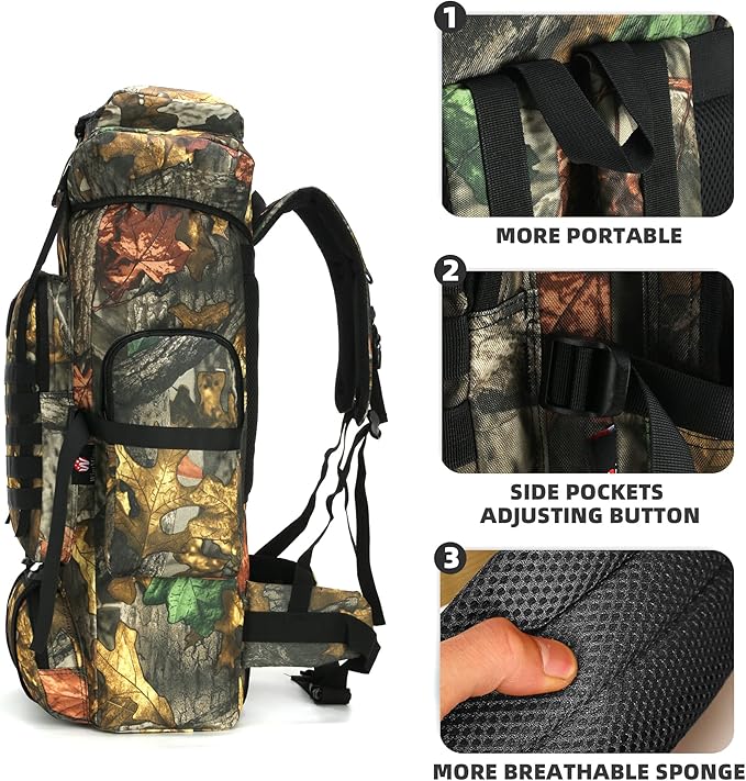 King'sGuard 70L Camping Hiking Backpack Tactical Backpack Military Molle Rucksack Backpack for Outdoor
