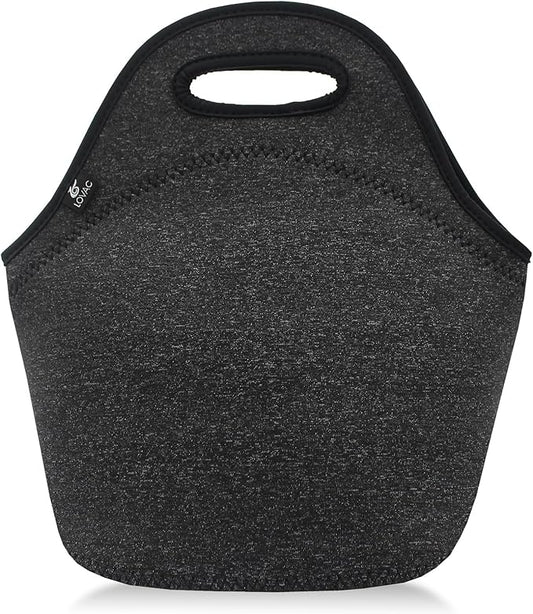LOVAC Neoprene Lunch Bag for Men,Insulated Lunch Tote,Durable and Waterproof Lunch Bag,Reusable Soft and Lightweight (Black)