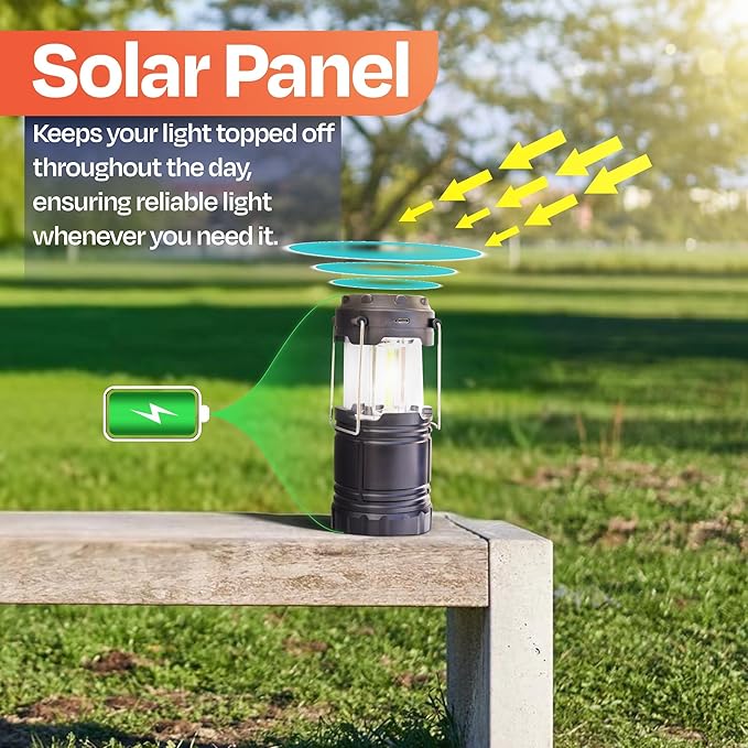 Rechargeable Camping Lanterns for Power Outages - Pack of 2 Waterproof LED Solar Lanterns for Camping Essentials, Hiking Gear, Battery Backup & Emergency Survival Kits