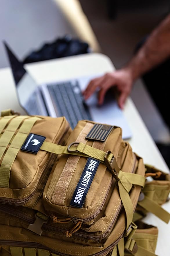 45L Elite Tactical Backpack | 3X Stronger Work & Military Backpack | Water Resistant and Heavy Duty | 3 Day MOLLE Bug Out Bag (Dune Brown)