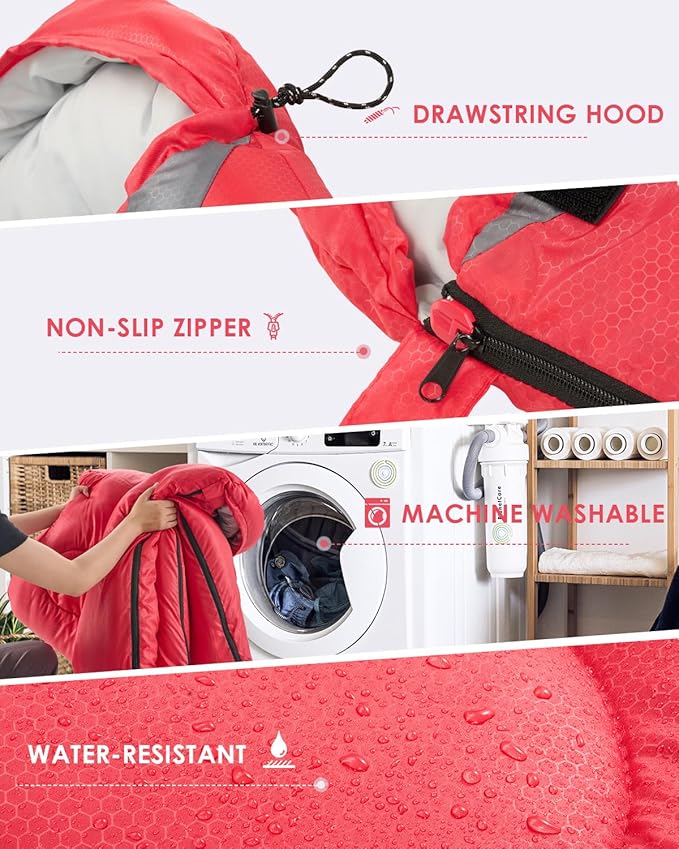 Sleeping Bags for Adults Backpacking Lightweight Waterproof- Cold Weather Sleeping Bag for Girls Boys Mens for Warm Camping Hiking Outdoor Travel Hunting with Compression Bags