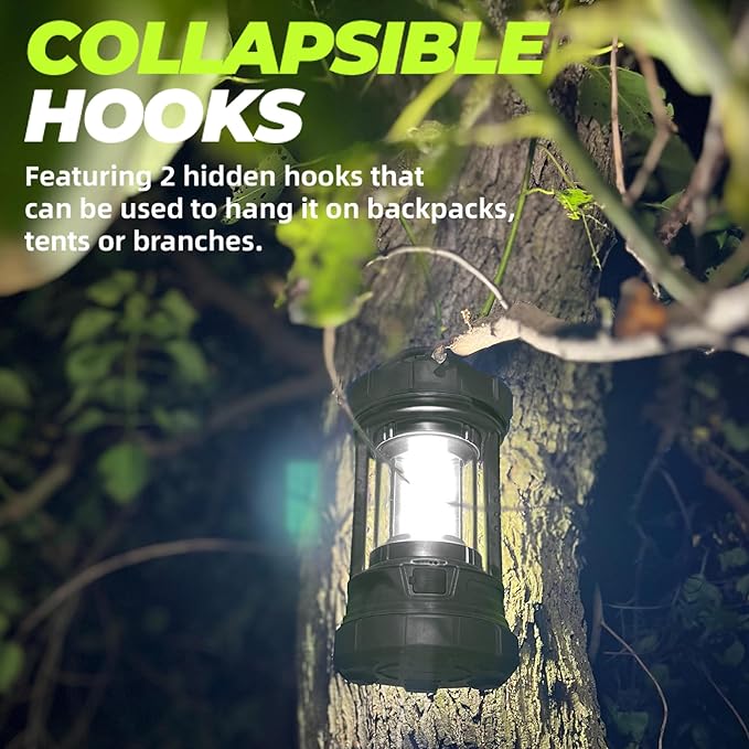 Rechargeable Camping Lantern, 3000LM 5 Light Modes Camping Light 4400 Capacity Phone Charger LED Impact-Resistant Flashlight Lantern Portable Waterproof Hurricane Lanterns for Emergency(Black)