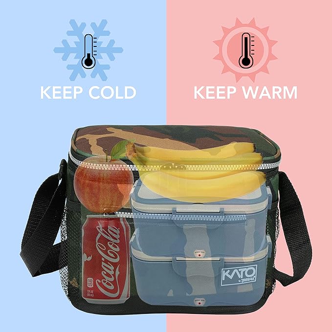 Tirrinia Insulated Lunch Box for Men/Women, Leakproof Thermal Lunch Bag for Office Picnic Work Beach Camping,Reusable Lunch Cooler Tote for Adult, Camo