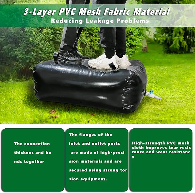 MXQMKL 540 L/142 gal Water Bladder Storage Containers, Foldable Portable Water Tank Large Capacity Soft Water Bag, Drought Resistance, Fire Prevention, Emergency Water