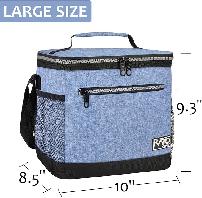 Tirrinia Large Insulated Lunch Box for Men/Women, Leakproof Thermal Lunch Bag for Office Picnic Work Beach Camping,Reusable Lunch Cooler Tote for Adult, Light Blue