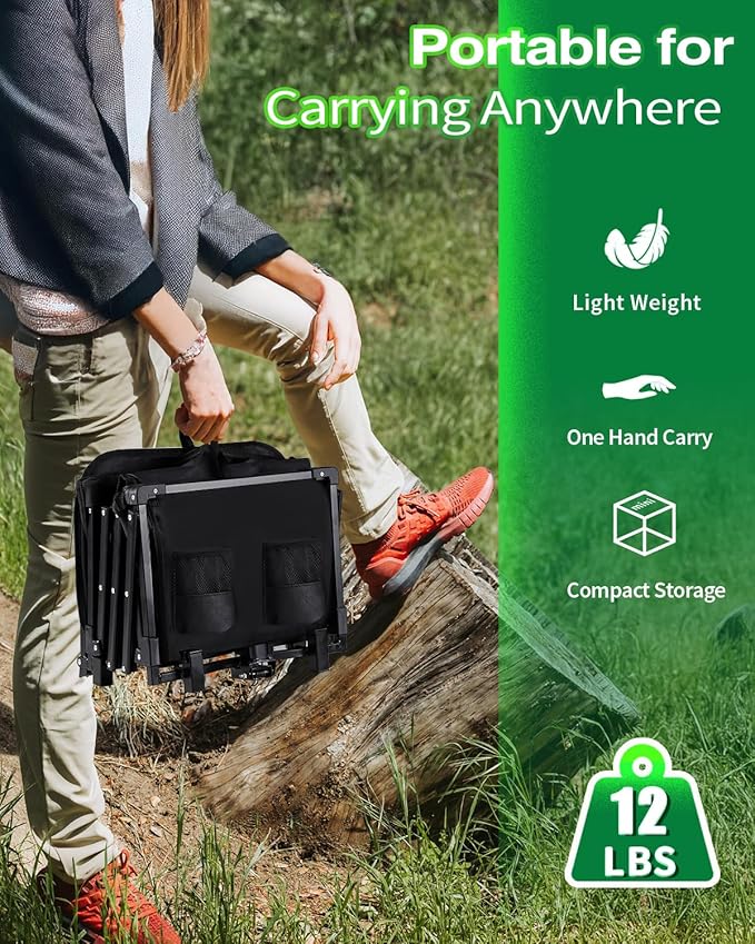 Collapsible Wagon, Wagons Carts Foldable with Tailgate Extended, Folding Wagons 360lbs Heavy Duty, Portable Lightweight Utility Wagon Cart for Grocery, Camping, Garden, Sports, Black D