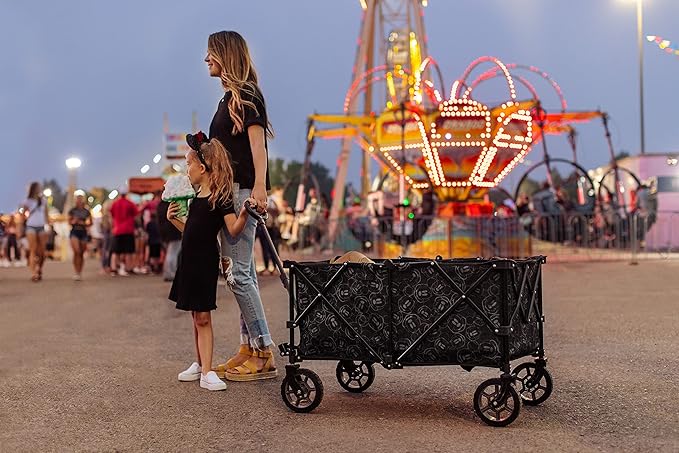 PICNIC TIME Disney Mickey Mouse Adventure Wagon XL, Folding Wagon, Beach Wagon, Sport Utility Wagon, (Black)