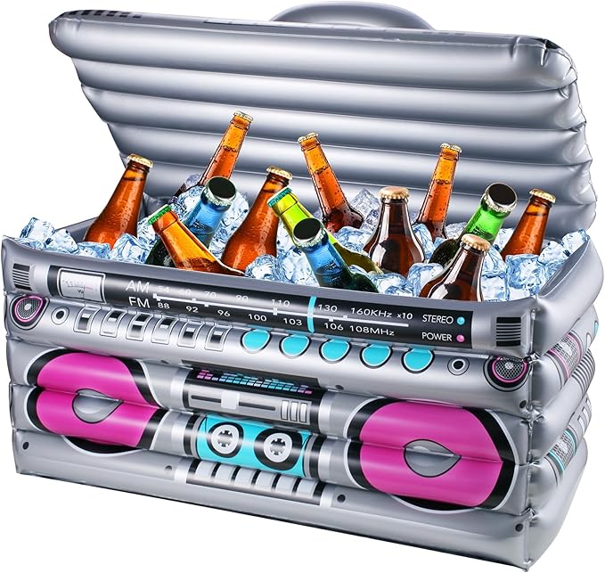 Inflatable Cooler for Parties, Radio Designed Style Inflatable Drink Cooler for Parties, Blow up Party Cooler for 80s90s Party Decorations