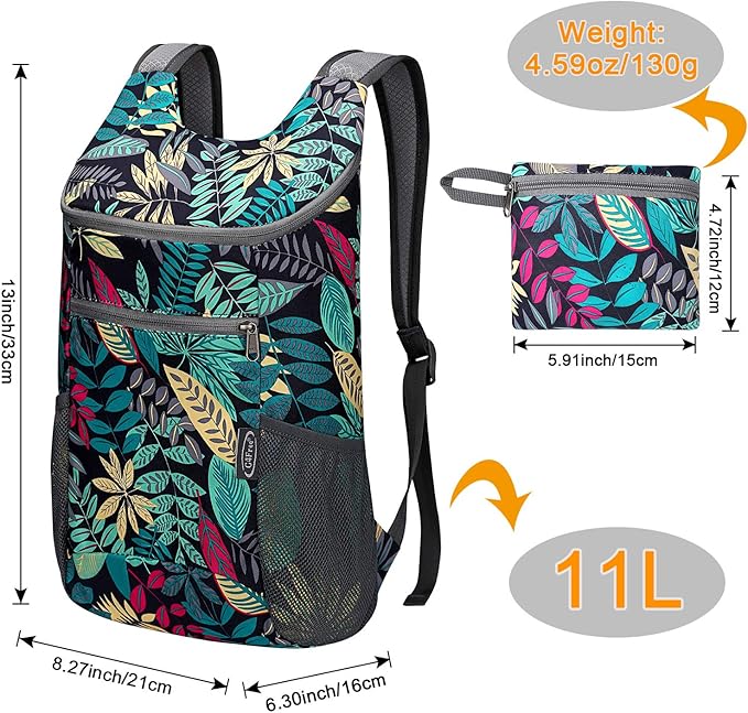 G4Free Lightweight Packable Hiking Backpack for Men Women Small Hiking Daypacks Foldable Shoulder Pack Casual Outdoor Bag 11L