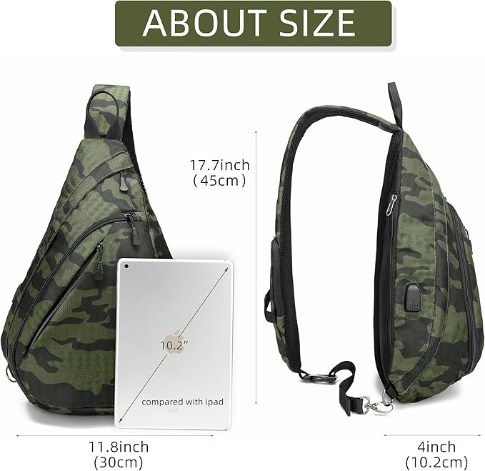 Water-Proof Sling bag/Crossbody Backpack/Shoulder Bag with USB Charging Port for Travel, Hiking, Cycling, Camping