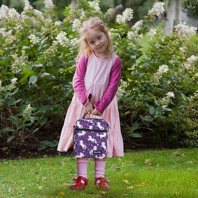 Hap Tim Kids Lunch Box for Girls Boys, Reusable Lunch Bag for Kids, Spacious Lunchbox, Insulated Lunchbag, Purple Unicorn(18654-PP)