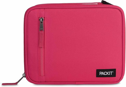 PackIt®️ Freezable Classic Lunch Box, Magenta, Built with ECOFREEZE® Technology, Collapsible, Reusable, Zip Closure With Zip Front Pocket and Buckle Handle, Designed for Fresh Lunch On the Go