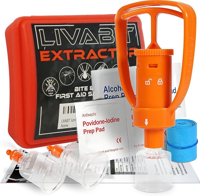 Snake Bite Kit, Bee Sting Kit, Emergency First Aid Venom Extractor Suction Pump for Camping, Hiking and Backpacking