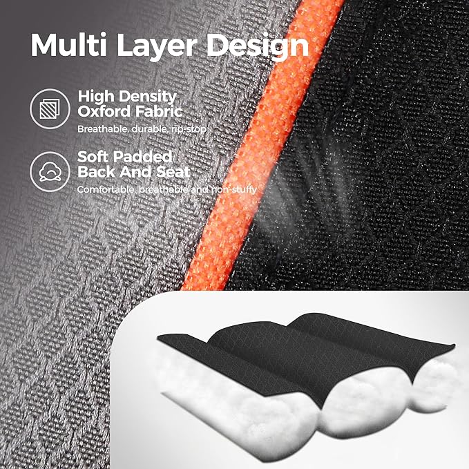 ALPHA CAMP Oversized Camping Folding Chair, Heavy Duty Support 450 LBS Steel Frame Collapsible Padded Arm Chair with Cup Holder Quad Lumbar Back, Portable for Outdoor