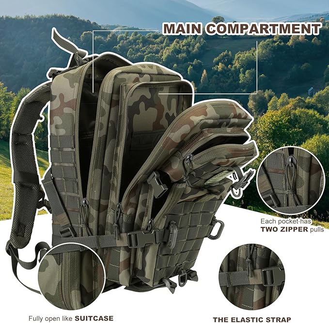 MOLLE Assault Pack, Tactical Backpack Military Army Camping Rucksack, 3-Day Pack